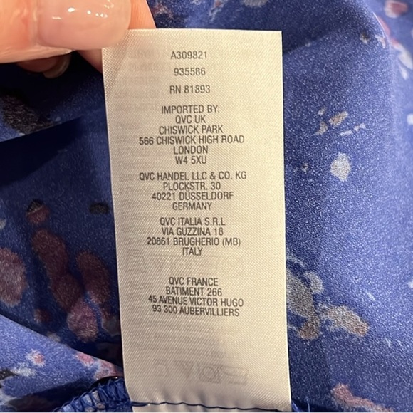 LOGO Lori Goldstein purple floral long sleeve peblum tunic top XL - Picture 7 of 7